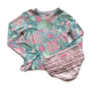 Ruffle Butts Swim Suit- Pink & Blue Floral